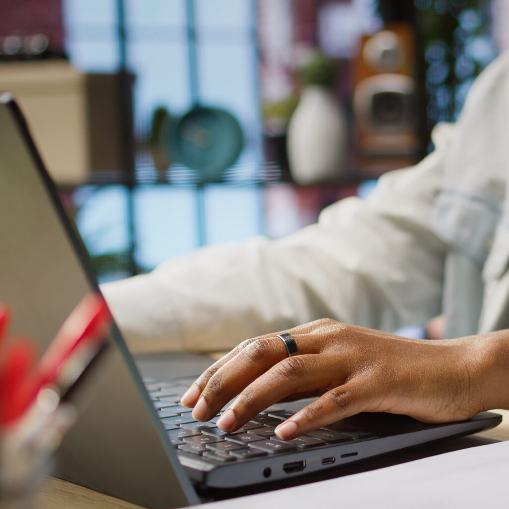Close up on laptop keyboard